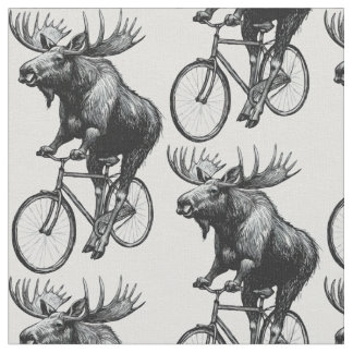 Tecido Alce Ciclista Vintage - Humor Animal Rústico