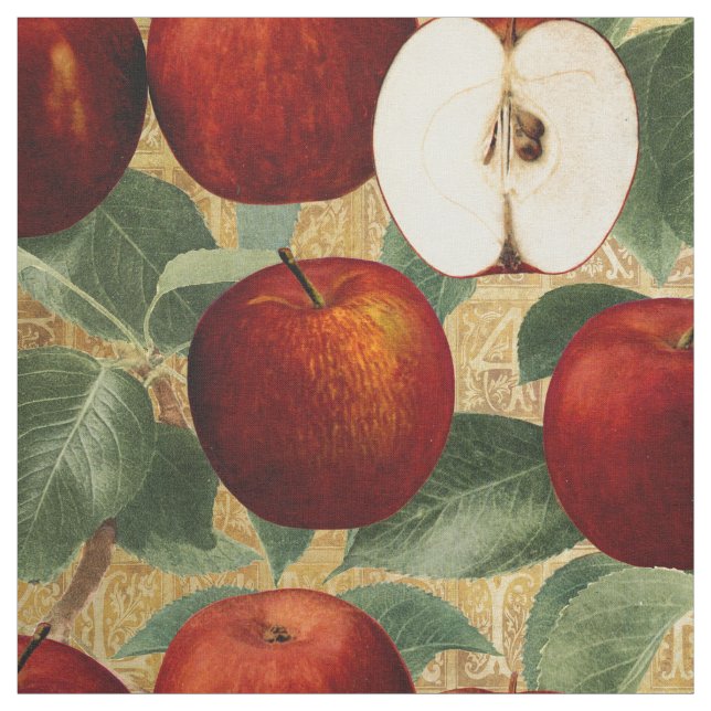 Tecido Alfabeto Dourado botânico vermelho de Apple do (Modelo)