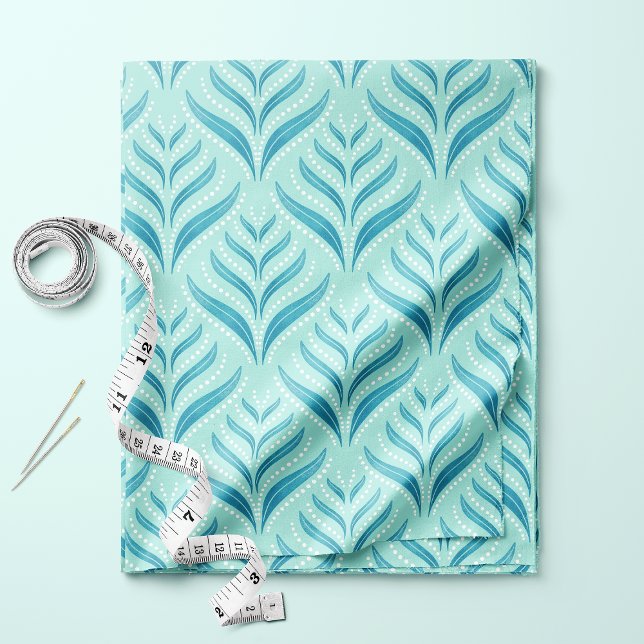 Tecido Algas Azuis Aqua E Pérolas (Criador carregado)