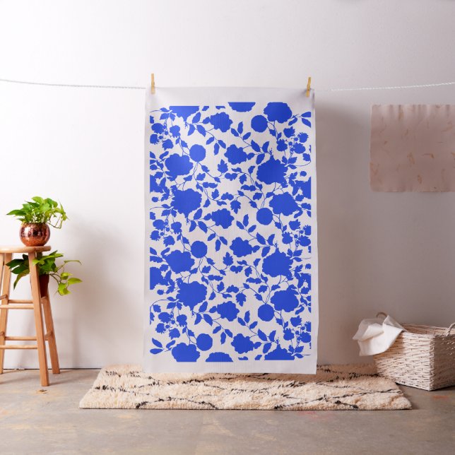 Tecido Algodão Azul Floral Azul, Azul, Vintage, Francês (In Situ)