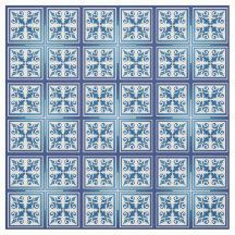 Algodão Azulejo marroquino mediterrânico ou Linen