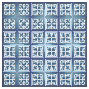 Tecido Algodão Azulejo marroquino mediterrânico ou Linen
