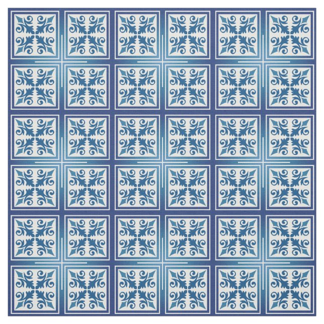 Tecido Algodão Azulejo marroquino mediterrânico ou Linen (Modelo)
