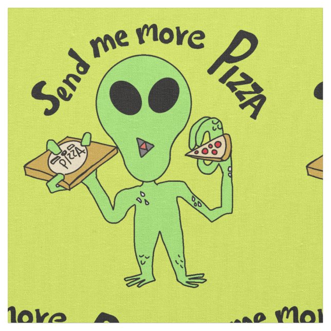 Tecido alienígena cartoon me manda mais pizza crianças te (Detalhe)