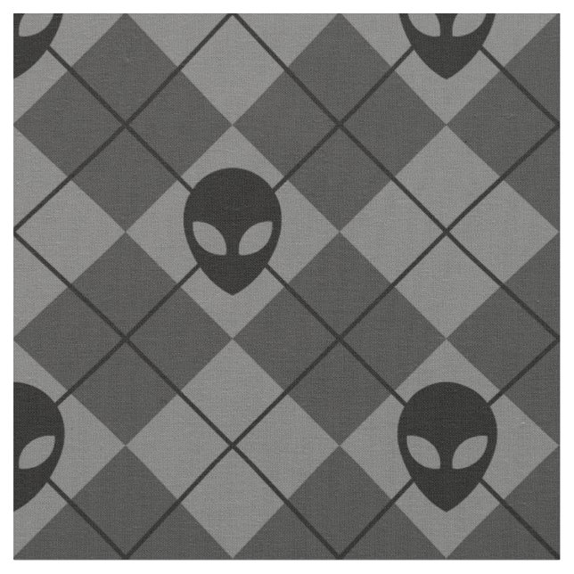 Tecido Alienígena Preto e Cinza Padrão Argyle (Detalhe)