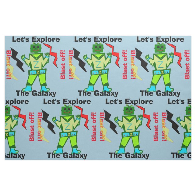 Tecido Alienígena Robô Cartoon (Fat Quarter)