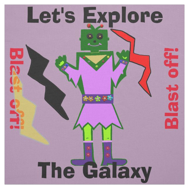 Tecido Alienígena Robô De Cartoon Blast Off Puro (Modelo)