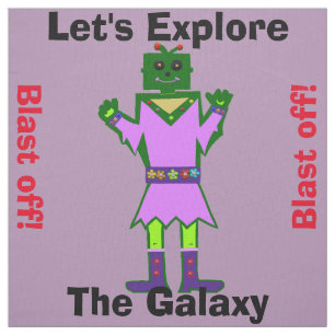 Tecido Alienígena Robô De Cartoon Blast Off Puro