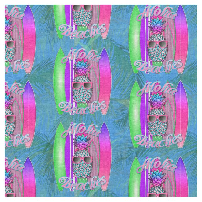 Tecido Aloha Beaches Surf Abacaxi (Detalhe)
