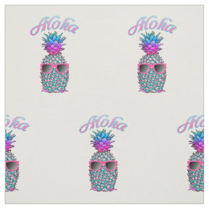 Tecido Aloha-Havaiana-de-abacaxi colorida