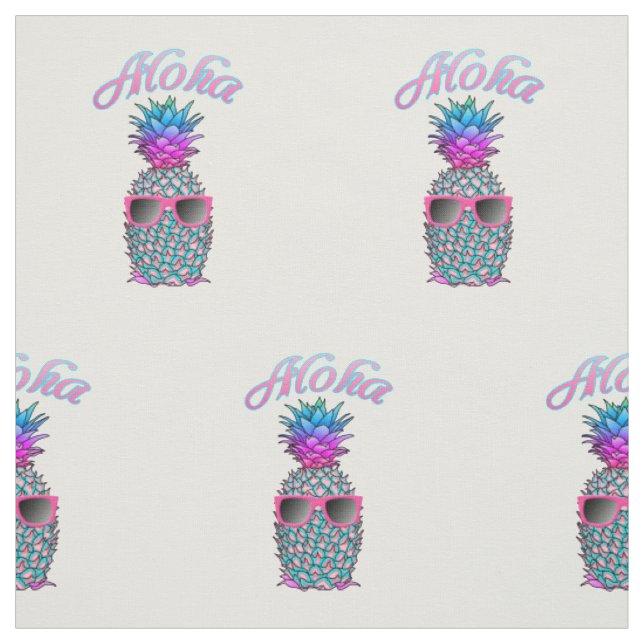 Tecido Aloha-Havaiana-de-abacaxi colorida (Modelo)