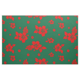 Tecido Aloha Hawaii Red sobre Padrão Verde de Natal