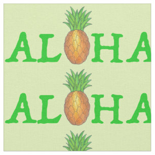 Tecido ALOHA Ilha Tropical Havaí - Abacaxi Verde