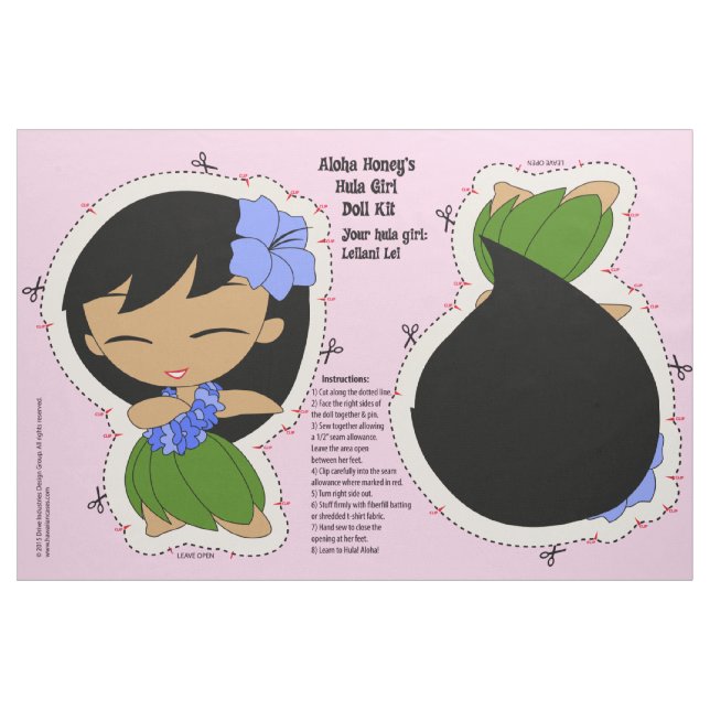 Tecido Aloha jogo e teste padrão da boneca da menina de (Fat Quarter)