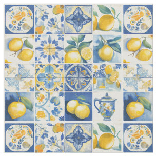 Tecido Amalfi Coast Watercolor — Lemon Mediterrâneo