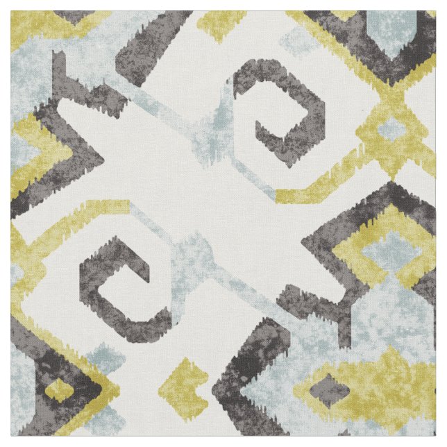 Tecido Amarelo chico e padrão tribal de cinzas (Detalhe)