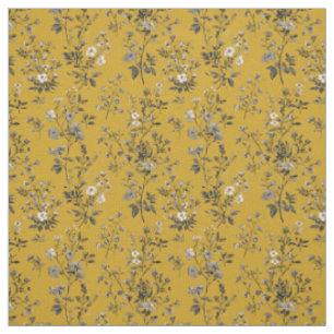 Tecido Amarelo Rústico Botânico Ousado Vintage Boho Flora