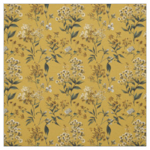 Tecido Amarelo Rústico Botânico Ousado Vintage Boho Flora