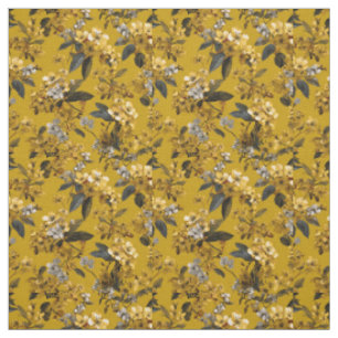 Tecido Amarelo Rústico Botânico Ousado Vintage Boho Flora