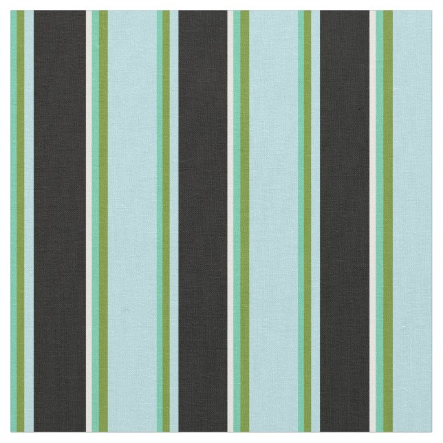 Tecido Amarino Verde, Azul em Pó, Preto e Branco (Detalhe)