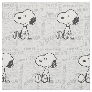 Tecido AMENDOINS   Snoopy em quadrinhos preto e branco