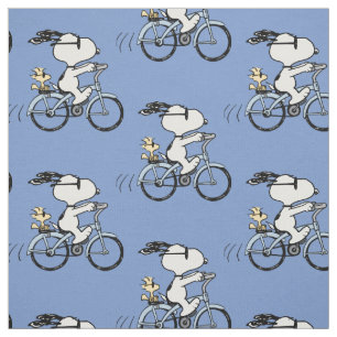 Tecido Amendoins   Snoopy & Woodstock Bicicleta