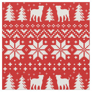 Tecido American Buldogue Silhouettes Natal Feriado