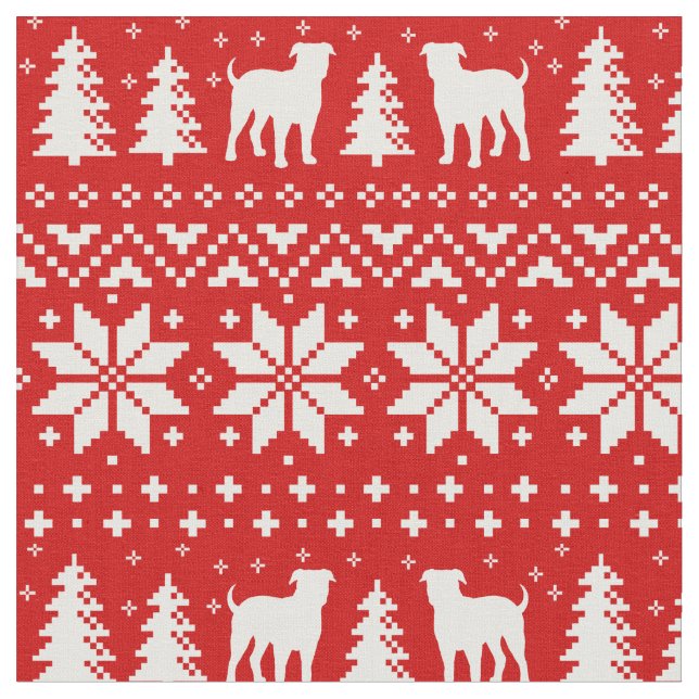 Tecido American Buldogue Silhouettes Natal Feriado (Detalhe)
