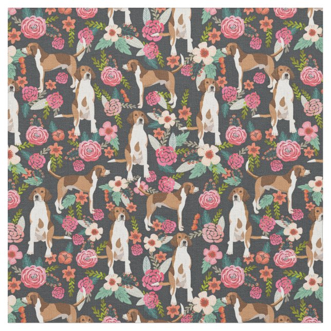 Tecido American Foxhound vintage florals preto (Detalhe)