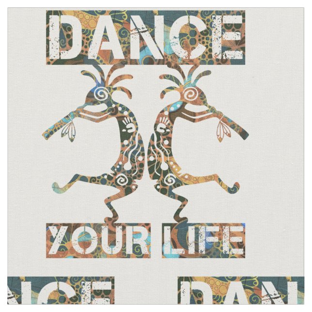 Tecido Americanos nativos Kokopelli - Dance sua vida 1 (Detalhe)