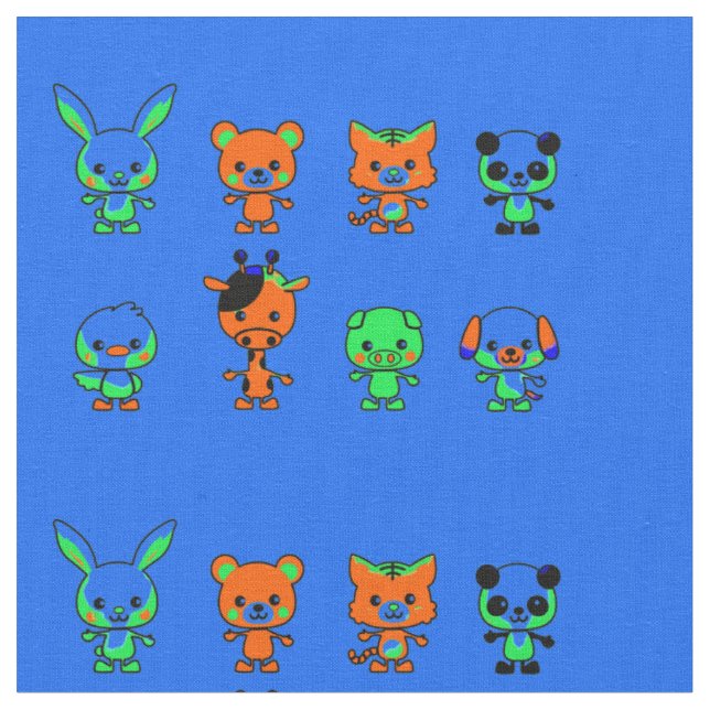 Tecido Amigos Animais de Desenho Animado (Detalhe)
