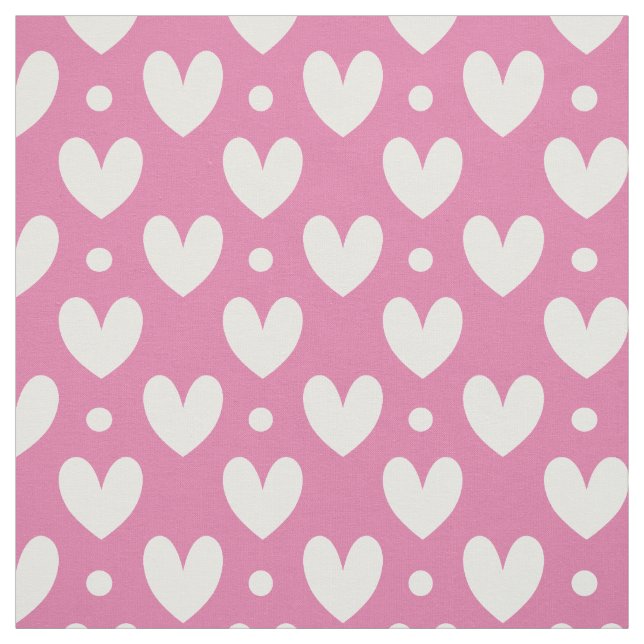 Tecido Amor Bolinhas De Coração Branco Padrão Rosa Wenjr (Modelo)