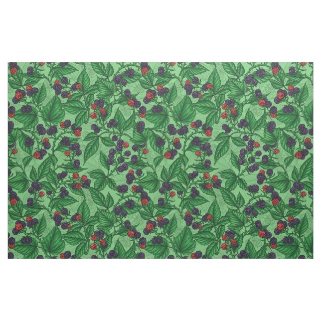 Tecido Amoras negras em verde (Fat Quarter)