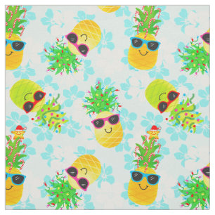 Tecido Ananás de Natal Tropicais Engraçado