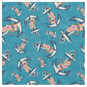 Tecido Anchor Floral Náutico em Azul