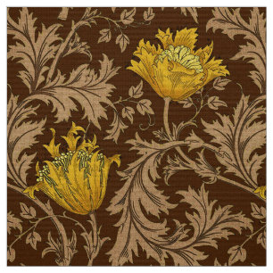 Tecido Anêmona de William Morris, Brown e ouro da