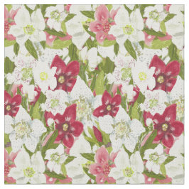 Tecido Anêmonas de Natal - Flores de Hellebores Pintadas