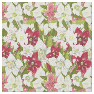 Tecido Anêmonas de Natal - Flores de Hellebores Pintadas