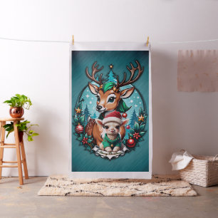 Tecido Animada e convidativa ilustração de Natal