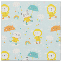 Animais bonitos com guarda-chuva na chuva