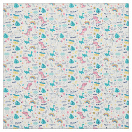 Tecido Animais Coloridos com Palavras Sem Costura