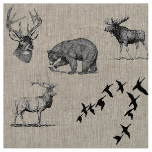 Tecido Animais da floresta da coleção da cabine