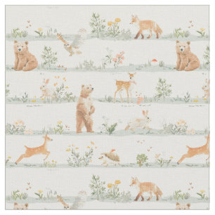 Tecido Animais da floresta minimal suave natureza selvage