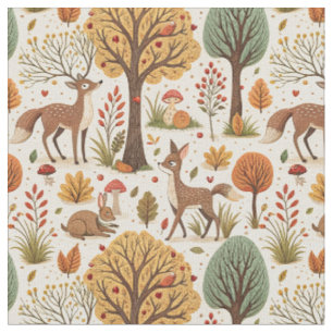 Tecido Animais da Floresta & Padrão da Temporada de Outon
