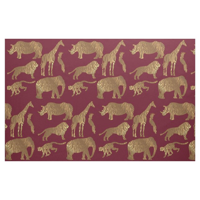 Tecido Animais Dourados da selva da listra de Brown em (Fat Quarter)
