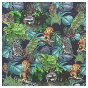 Tecido Animais Nocturnos tropicais ganham vida