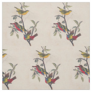 Tecido Animais Selvagens de Aves Pintadas com Audubon