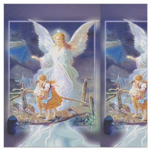 Tecido Anjo-da-guarda com crianças