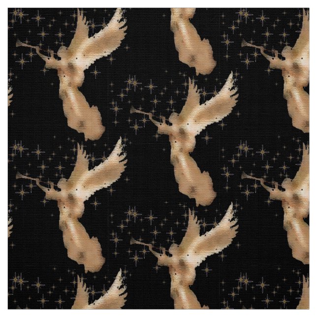 Tecido Anjo Dourado com trompete Night Sky com Estrelas D (Modelo)