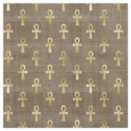 Tecido Ankh Dourado egípcio em Brown